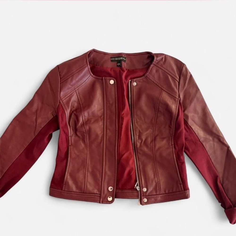 *SOLD* GUESS Women's Deep Red Leather Jacket